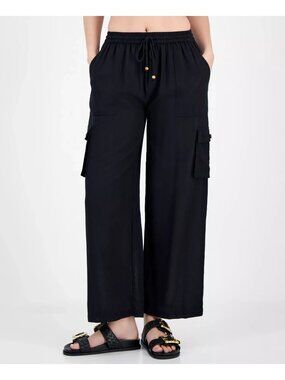 Raviya Women's Pull-On Cover-Up Cargo Pants, Black, Sz. XL